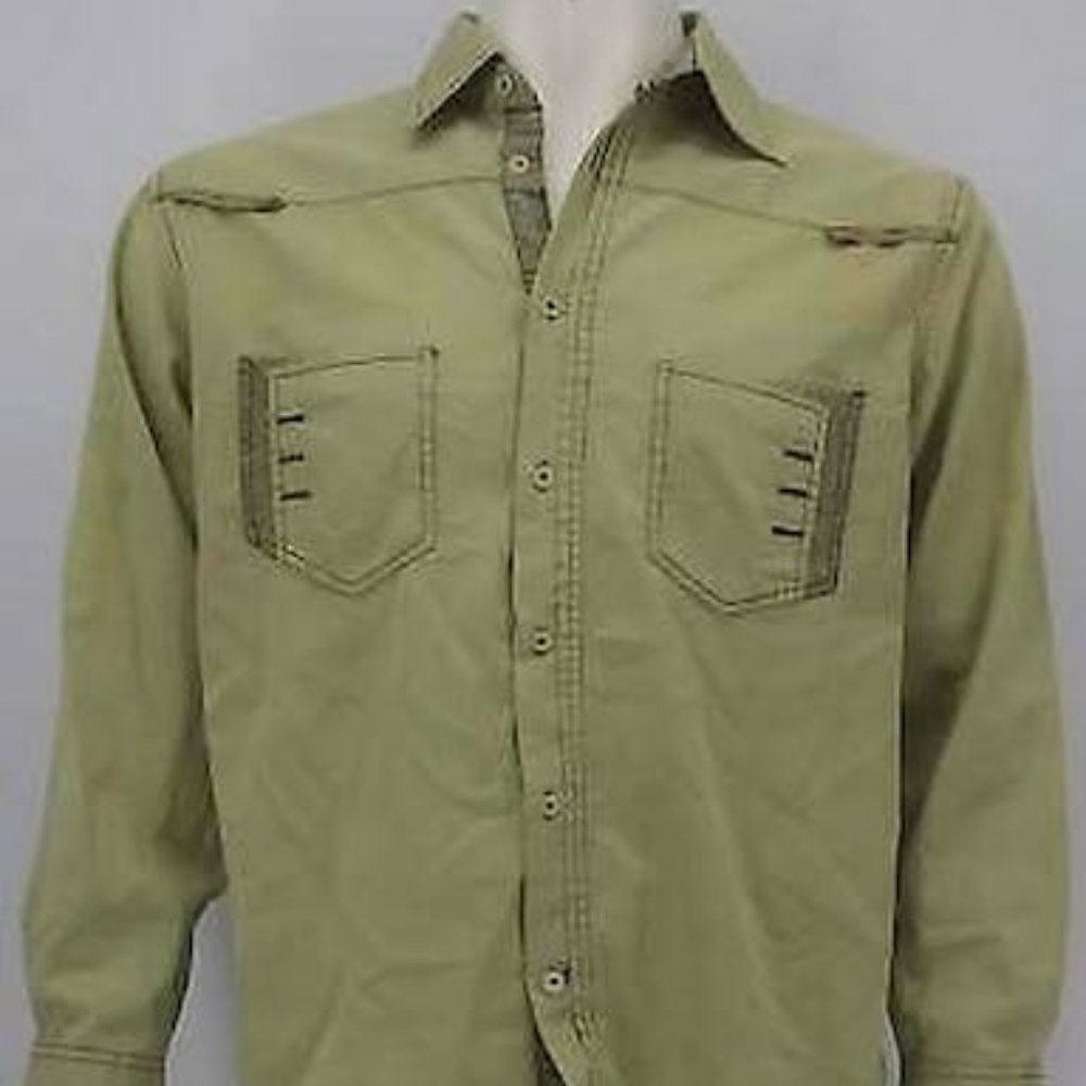 Gotti Men's Denim Shirt, Green, Size XXL